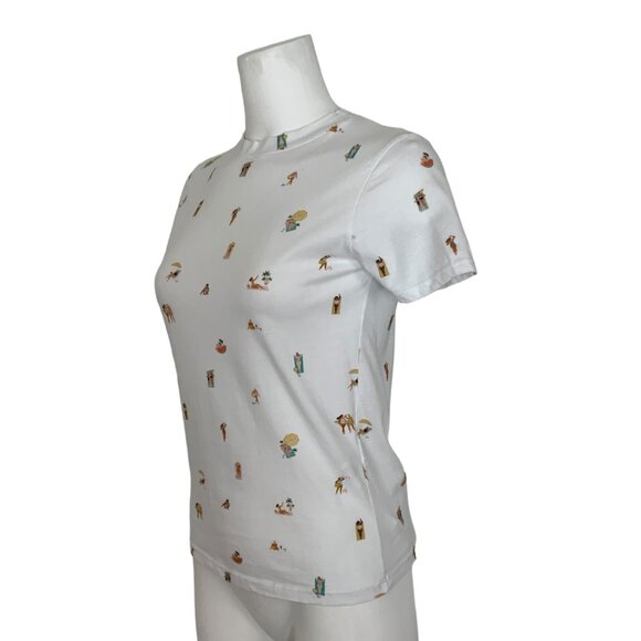 Seven Seven Beach Tee Shirt M White Short Sleeve Crewneck Novelty - Picture 3 of 12